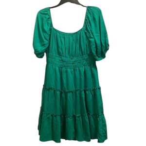 Woman short puff sleeves mini dress